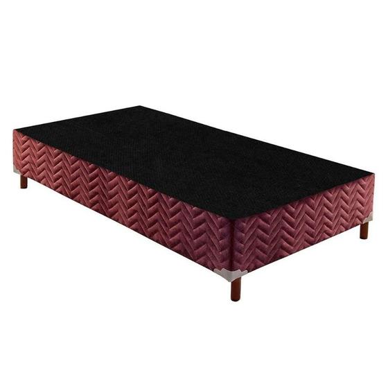 Imagem de Cama Box Base Universal Solteiro Sommier Rústico Bordado Wine (96x203x30) - Paropas