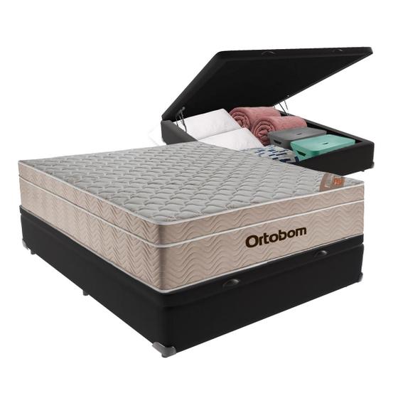 Imagem de Cama + Box Bau Airtech Colchão Ortobom viuva SpringPocket