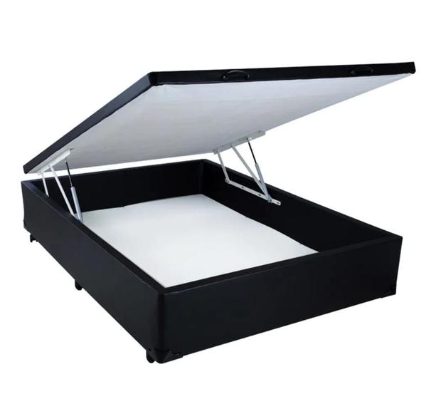 Imagem de Cama Box Baú Blindada Casal 138x188x42 Poliéster Preto Alfa