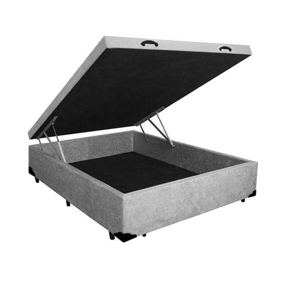 Cama Box Baú Blindado Casal AColchoes Suede Cinza 41x138x188 Menor preço em Cama Box Baú Blindado Casal AColchoes Suede Cinza 41x138x188