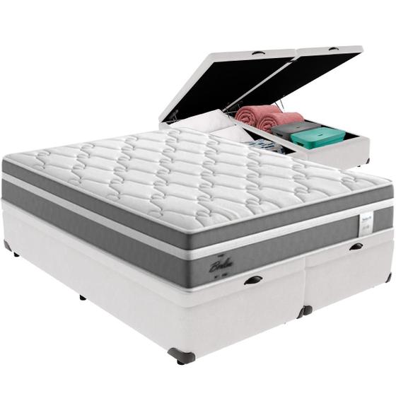 Imagem de Cama Box Baú Branco e Colchão Berlim Molas Ensacadas Queen Probel