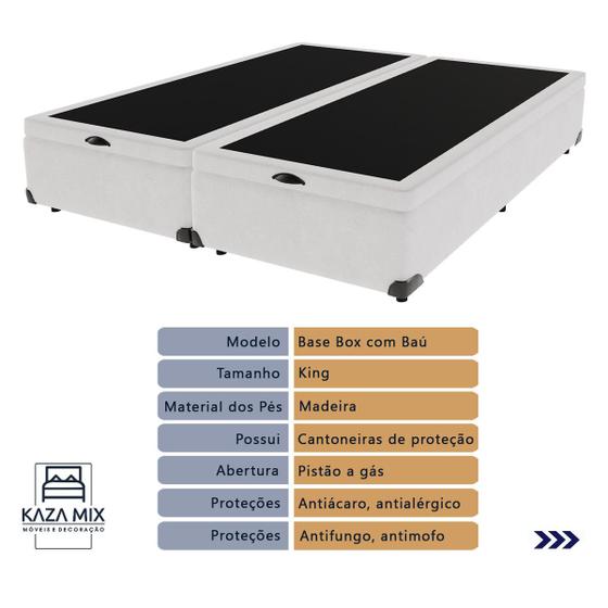 Imagem de Cama Box Baú Branco e Colchão King Doux Comfort Molas LFK e Europillow Sealy