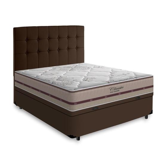 Imagem de Cama Box Baú + Cabeceira Cassis e Colchão Casal - Anjos - Classic Molas Ensacadas 138cm