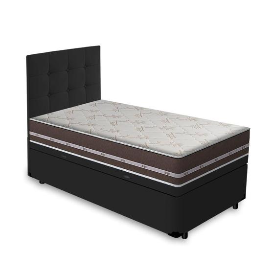 Imagem de Cama Box Baú + Cabeceira Cassis e Colchão Solteiro - Anjos - Classic Superlastic 88cm
