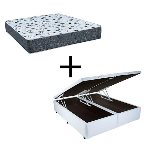 Cama Box Baú Casal 138 Bipartido Tecido Sintético Branco Com Colchão Alegro Bello Box Espuma D28 Cinza 58x138x188 Menor preço em Cama Box Baú Casal 138 Bipartido Tecido Sintético Branco Com Colchão Alegro Bello Box Espuma D28 Cinza 58x138x188