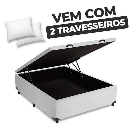 Imagem de Cama Box Baú Casal 138x188x41cm Sintético Branco