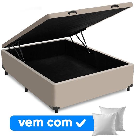 Imagem de Cama Box Baú Casal 138x188x41cm Varias Cores + 2 Travesseiros OR - Colchomax