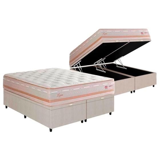 Imagem de Cama Box Baú Casal Bipartida + Colchão Herval Lyon Molas Maxspring 138x188x74