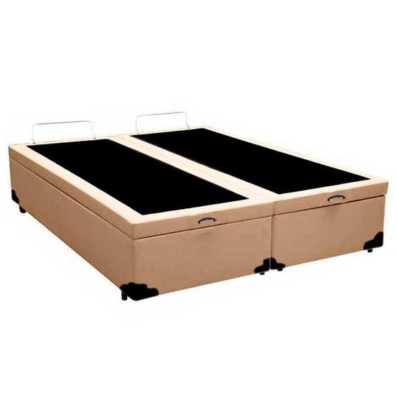 Imagem de Cama Box Baú Casal Bipartido Sintético Sereneprime Bege 138x188x44