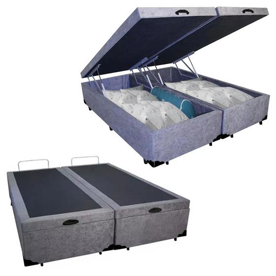 Imagem de Cama Box Baú Casal Bipartido Suede SerenePrime Cinza 138x188x44