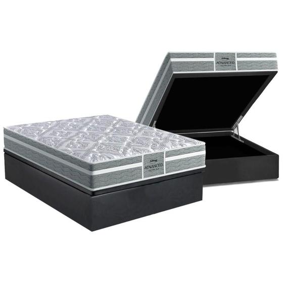 Imagem de Cama Box Baú Casal: Colchão Anatômico Probel D28 / EP Firmepedic ProDormir Advanced Tech1000 Plus + Base CRC Suede Gray(138x188)