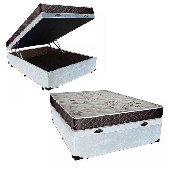 Imagem de Cama Box Baú Casal Colchão Aylla Espuma D33 Acolchões + Box Sintético 59x138x188 Branco