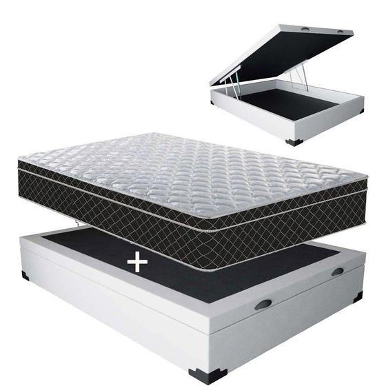 Imagem de Cama Box Baú Casal Colchão Classic Mola Bonnel + Box Sintético 55X138X188