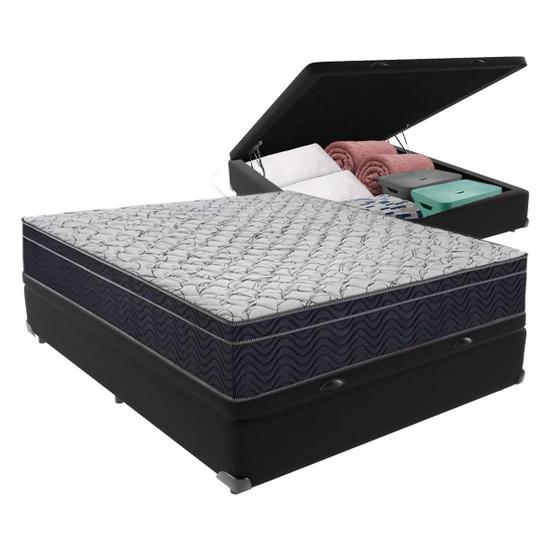 Cama Box Baú Casal + Colchão De Espuma D45 - Ortobom - Airtech 150 60x138x188cm Menor preço em Cama Box Baú Casal + Colchão De Espuma D45 - Ortobom - Airtech 150 60x138x188cm