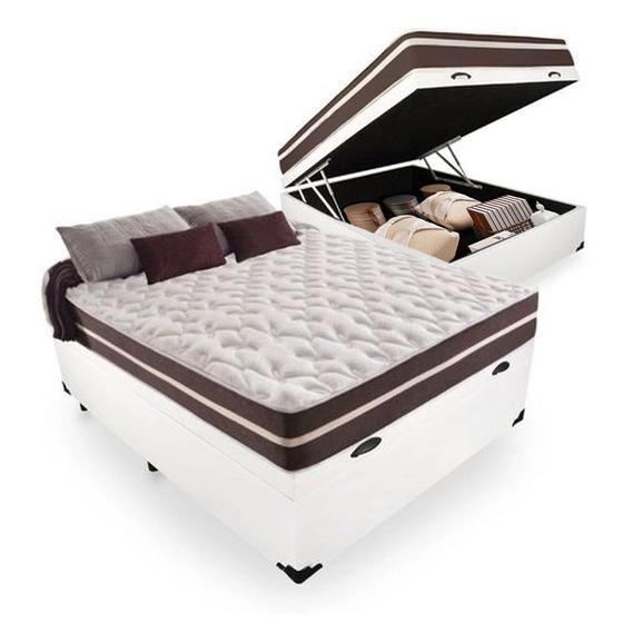 Imagem de Cama Box Baú Casal + Colchão De Molas Prime Colchões Classic Superlastic 138x188x64 Branco