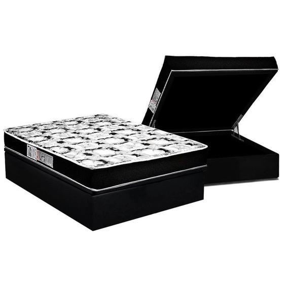 Imagem de Cama Box Baú Casal: Colchão Espuma D45 Luckspuma  Gran Luck + Base CRC Suede Black(138x188)