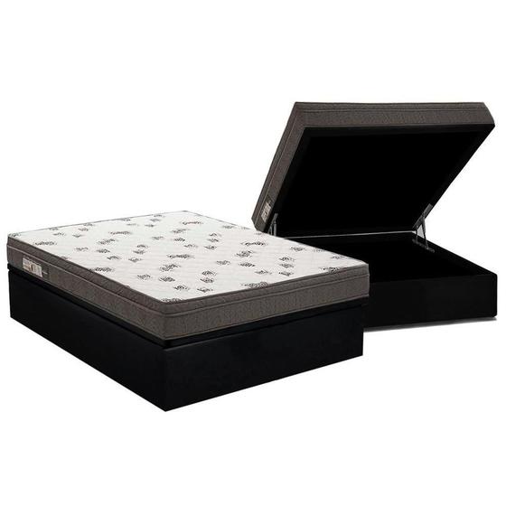 Imagem de Cama Box Baú Casal: Colchão Espuma D45 Ortobom  Light + Base CRC Courano Black(138x188)