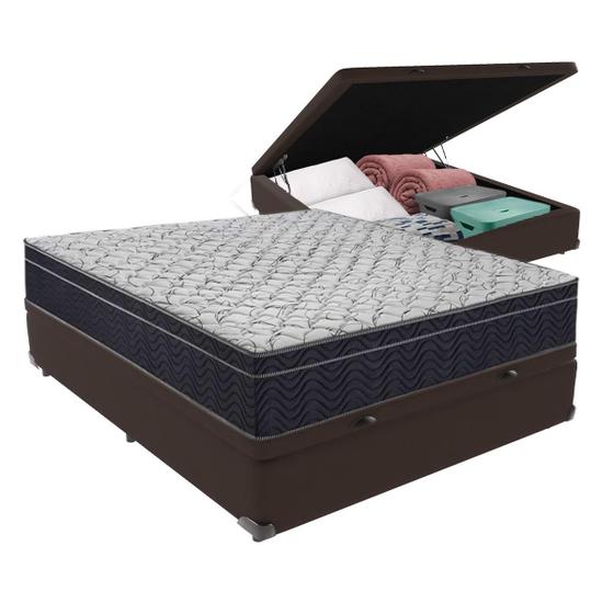 Imagem de Cama + Box Bau Casal Colchão Extra Firme Ortobom D45 Airtech