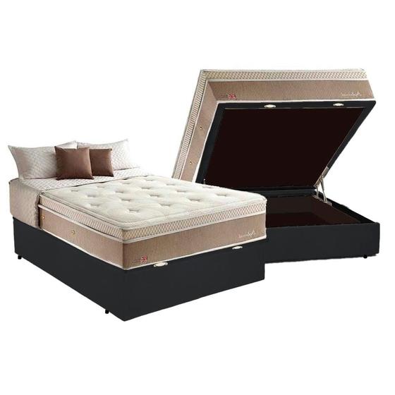 Imagem de Cama Box Baú Casal + Colchão Herval Diplomat Molas Maxspring 138x188x82