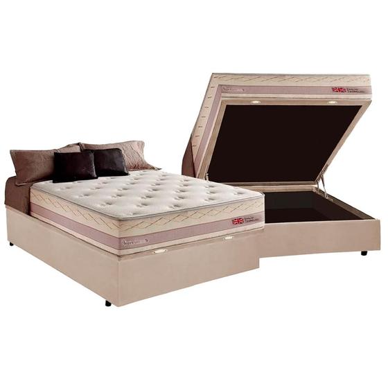 Imagem de Cama Box Baú Casal + Colchão Herval Tower Molas Maxspring 138x188x76