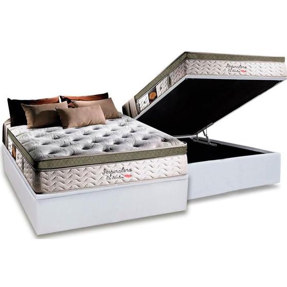 Imagem de Cama Box Baú Casal: Colchão Molas Ensacadas Herval MasterPocket  Imperatore Eco Bamboo + Base CRC Courano White(138x188)