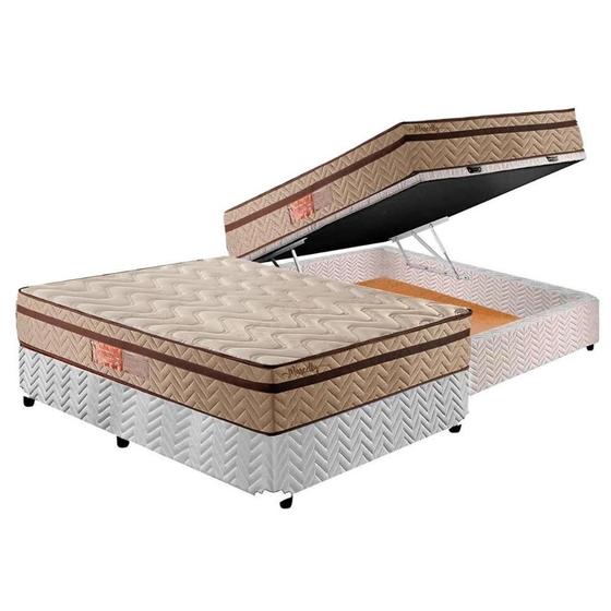 Imagem de Cama Box Baú Casal: Colchão Molas Ensacadas Paropas MasterPocket  Marcelly Ibiza + Base CRC Rústico White(138x188)