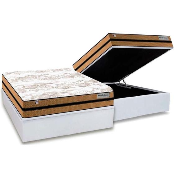 Imagem de Cama Box Baú Casal: Colchão Molas Ensacadas Plumatex MasterPocket  Smart Milano + Base CRC Courano White(138x188)