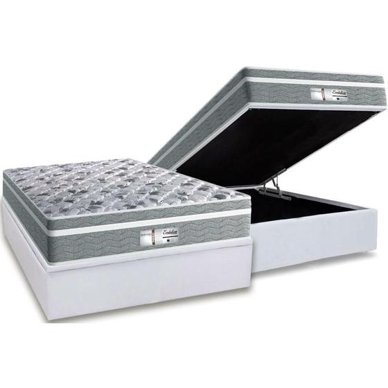 Imagem de Cama Box Baú Casal: Colchão Molas Ensacadas Probel MasterPocket  ProDormir Evolution + Base CRC Courano White(138x188)