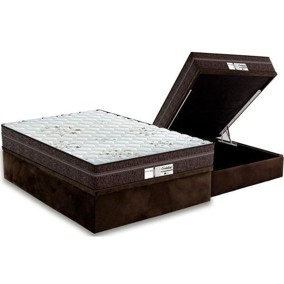 Imagem de Cama Box Baú Casal: Colchão Molas Ensacadas Probel MasterPocket  ProDormir Evolution + Base CRC Suede Brown(138x188)