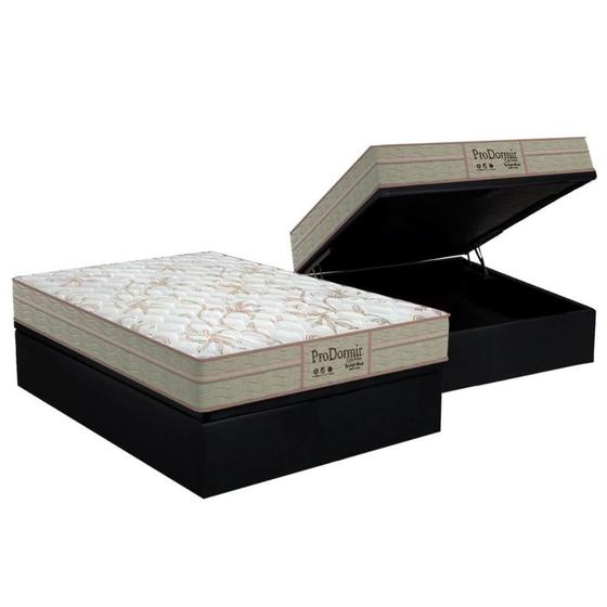 Imagem de Cama Box Baú Casal: Colchão Molas Ensacadas Probel MasterPocket  ProDormir Springs + Base CRC Suede Black(138x188)