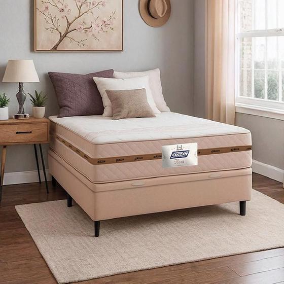 Cama Box Baú Casal Flora Bege Gazin