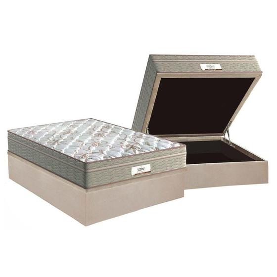 Imagem de Cama Box Baú Casal: Colchão Molas Probel MasterPocket Ensacadas ProDormir Pallace + Base CRC Suede Clean(138x188)