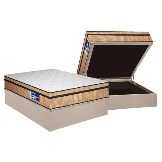 Imagem de Cama Box Baú Casal: Colchão Ortopédico Plumatex D45 Selectus + Base CRC Suede Clean (138x188)
