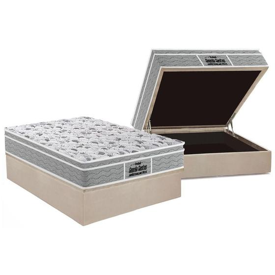 Imagem de Cama Box Baú Casal: Colchão Ortopédico Probel D45 / EP Guarda Costas PróExtreme Plus + Base CRC Suede Clean(138x188)