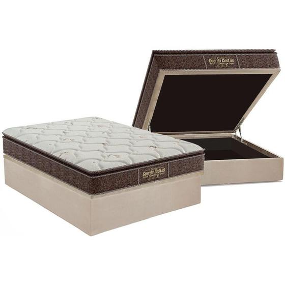 Imagem de Cama Box Baú Casal: Colchão Ortopédico Probel Guarda Costas Extra Firme + Base CRC Suede Clean(138x188)