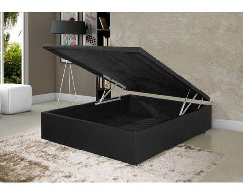 Imagem de Cama Box Baú Casal em material sintético Preto com Pistão A Gás - 138x188