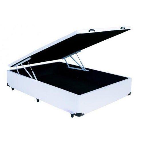 Cama Box Baú Casal em sintético branco com Pistão a gás - 138x188 Menor preço em Cama Box Baú Casal em sintético branco com Pistão a gás - 138x188