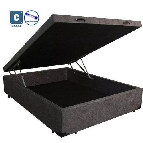 Imagem de Cama Box Baú Casal em suede cinza com Pistão a gás - 138x188