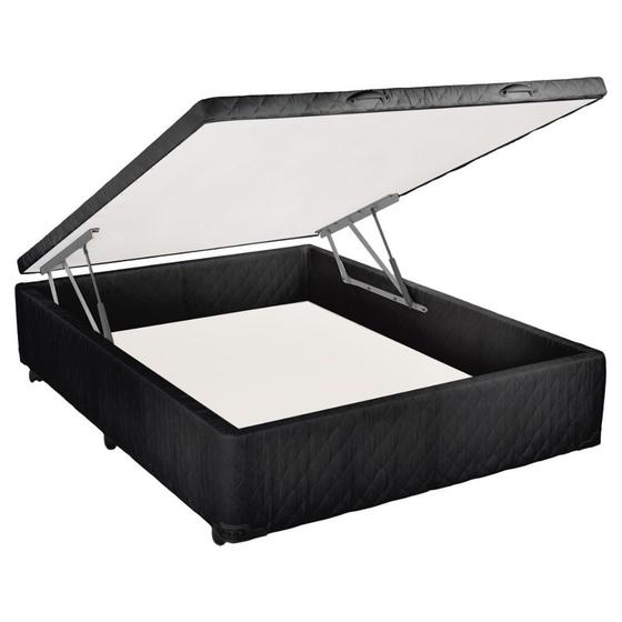 Imagem de Cama Box Baú Casal Mega Tecido Black - 138x188