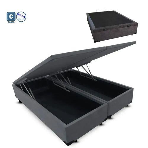 Imagem de Cama Box Baú Casal Premium Cinza Bipartido Com Pistão A Gás - 138x188x41