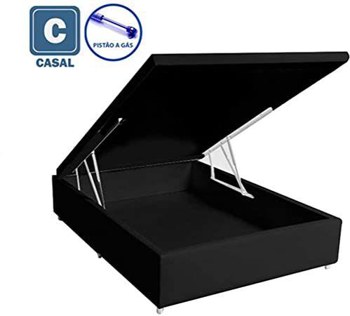 Cama Box Baú Casal Preto Blue 138x188x41 Menor preço em Cama Box Baú Casal Preto Blue 138x188x41