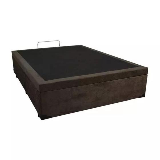 Imagem de Cama Box Baú Casal Suede Marrom Sleep 138x188x34x20interno