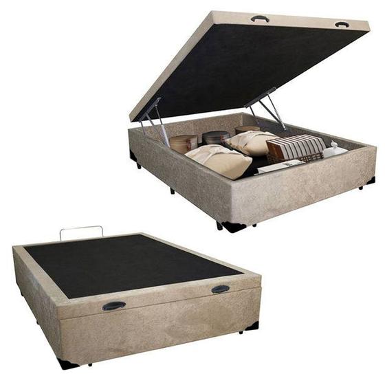 Imagem de Cama Box Baú Casal Suede SerenePrime Bege 138x188x44