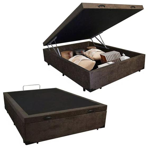 Imagem de Cama Box Baú Casal Suede SerenePrime Marrom 138x188x44