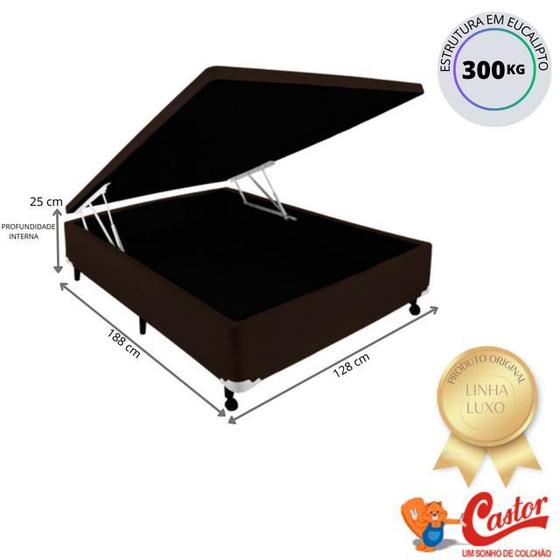 Imagem de Cama Box Baú Castor Casal  Viúva 128x188x41 - Alta qualidade - Ideal para espaços pequenos