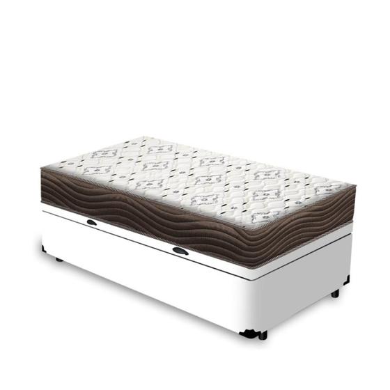 Cama Box Baú + Colchão de Solteiro Ortobom D45 Iso 150 78x188x60cm Menor preço em Cama Box Baú + Colchão de Solteiro Ortobom D45 Iso 150 78x188x60cm