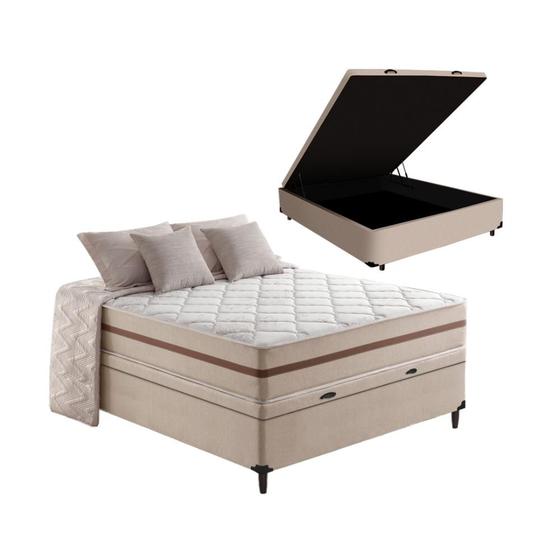 Cama Box Baú + Colchão de Viúva Classic Molas Pocket 128x188x64cm Menor preço em Cama Box Baú + Colchão de Viúva Classic Molas Pocket 128x188x64cm