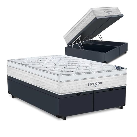 Cama Box Baú + Colchão Queen Ortobom Freedom Molas Ensacadas Pillow Top