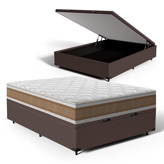 Imagem de Cama Box Baú com Colchão de Espuma D33 Double Face Air Pro Força Anjos Casal 138cm