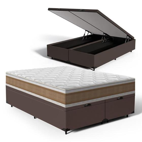 Imagem de Cama Box Baú com Colchão de Espuma D33 Double Face Air Pro Força Anjos Queen 158cm
